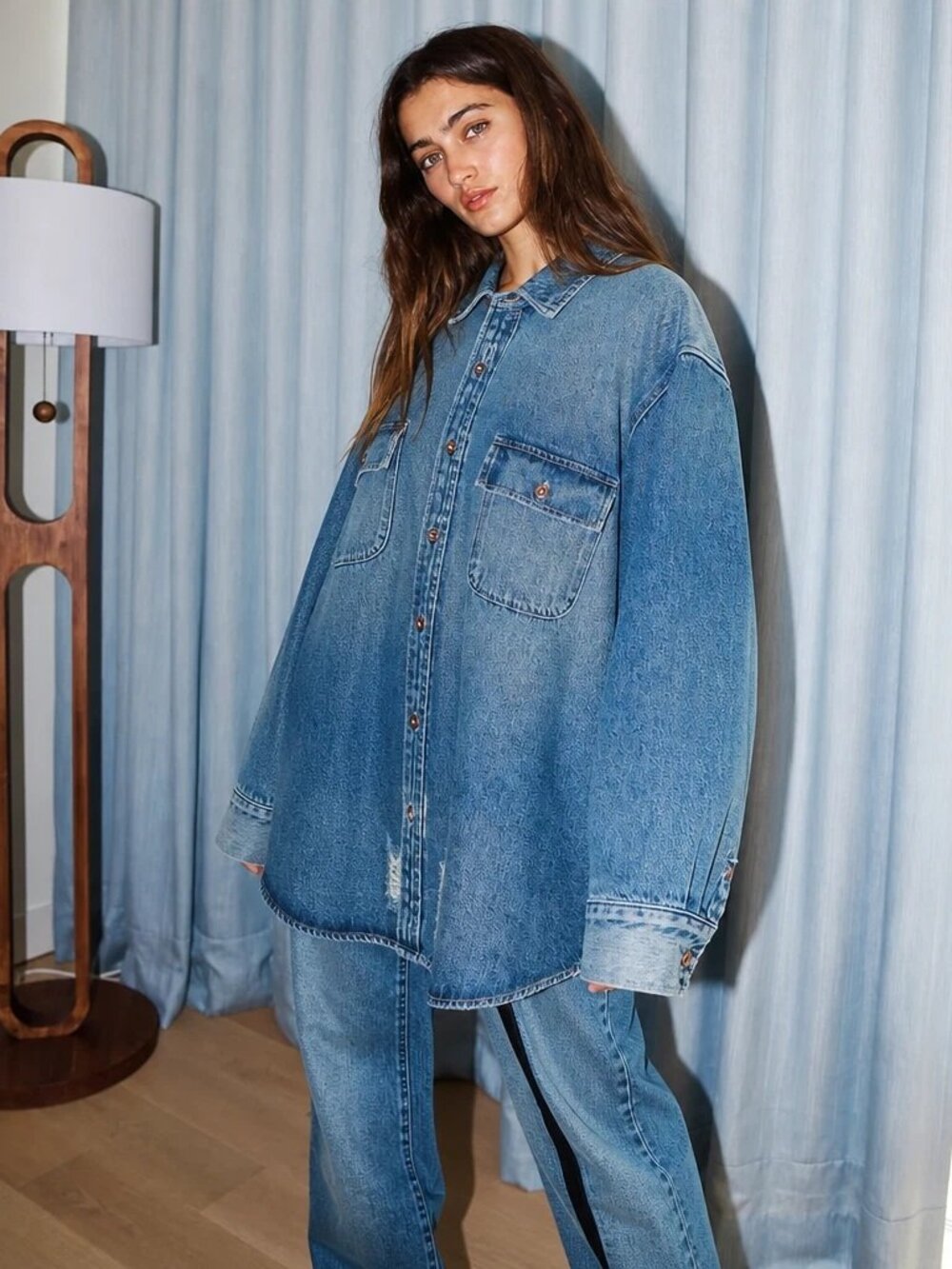 NSF Oversized Denim Jacket / Boyfriend Shirt – Petite (Oversized Fit)